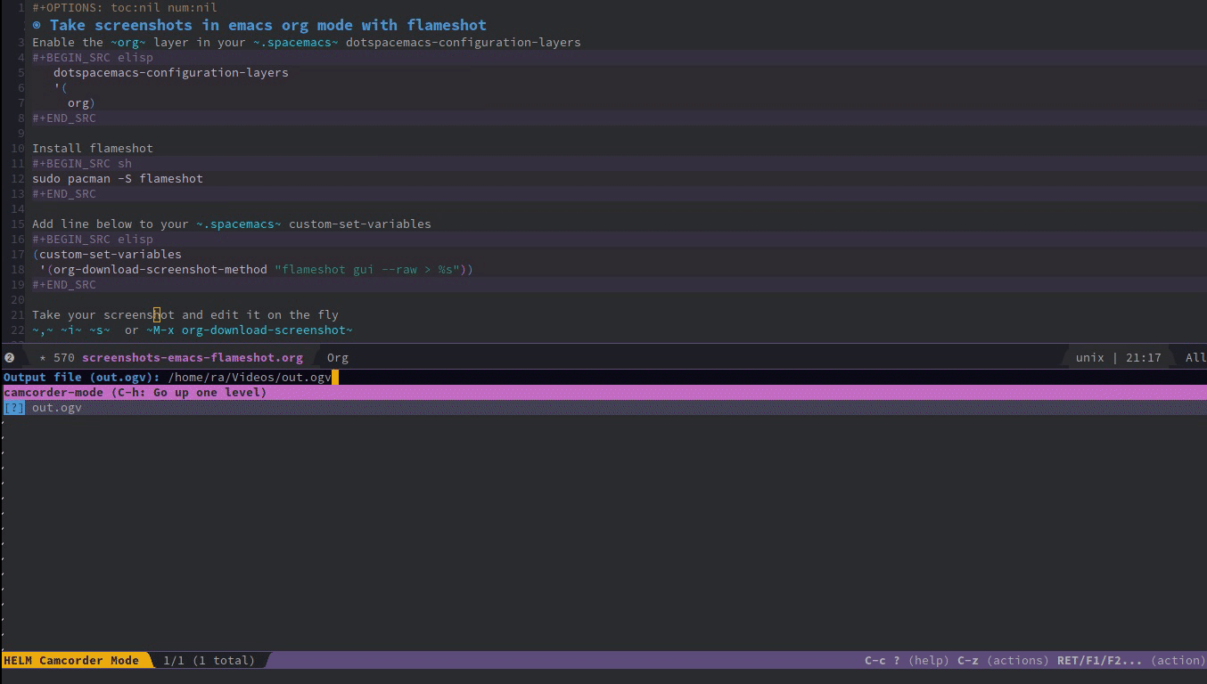 Figure 1: Screencast showing flameshot in action